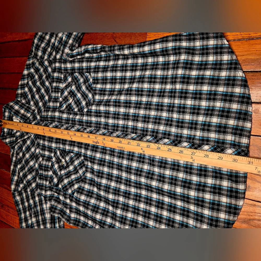 WRANGLER Wrancher Pearl Snap Shirt Mens Medium Short Sleeve Plaid Western B5 - Picture 6 of 6